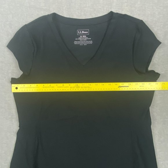 LL Bean Fitness Dress XL Black V Neck Short Sleeves Stretch Fitted Zipper Pocket - Picture 10 of 16